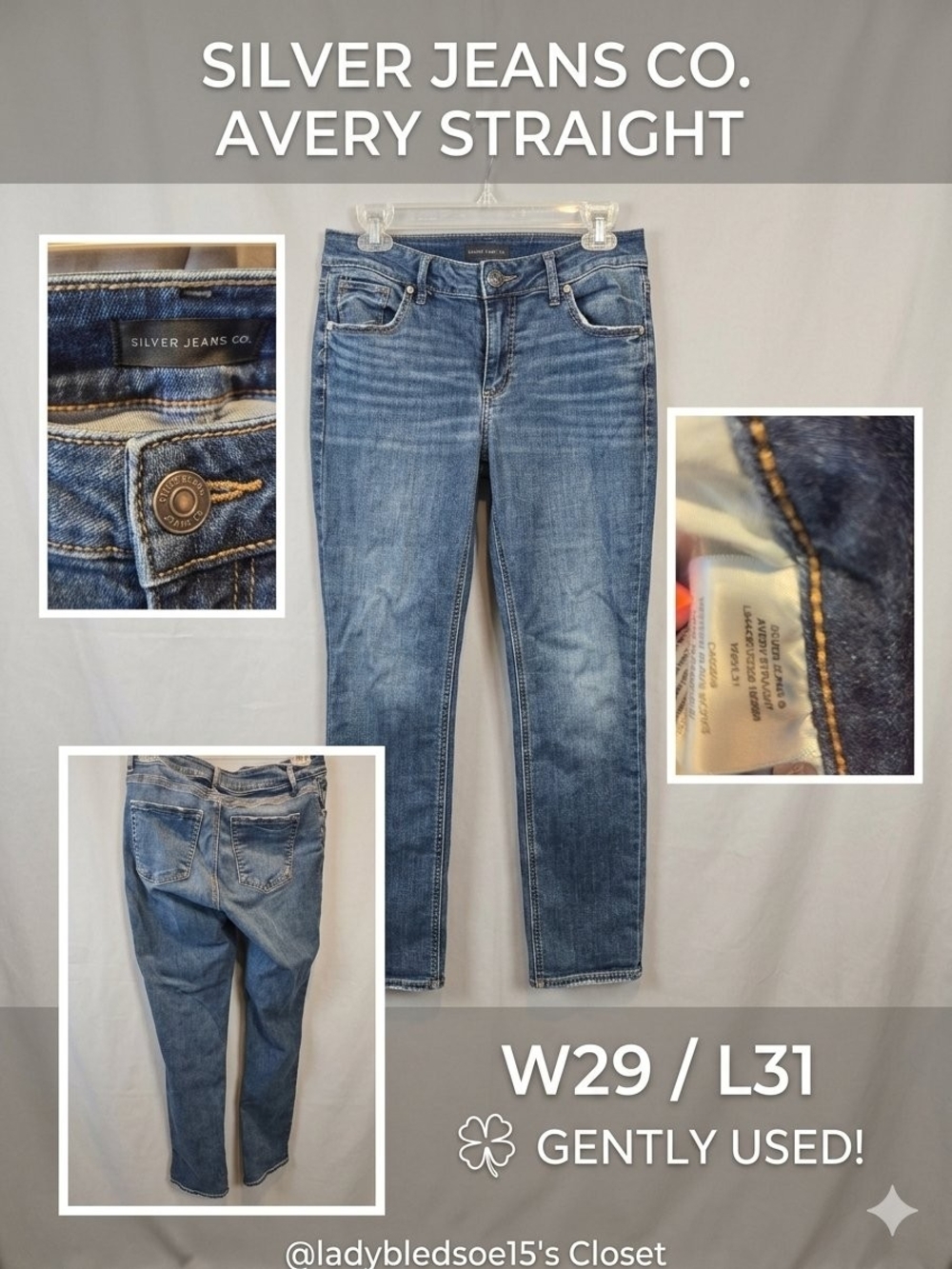 Silver Jeans Avery Straight Leg Jeans - Medium Blue Wash